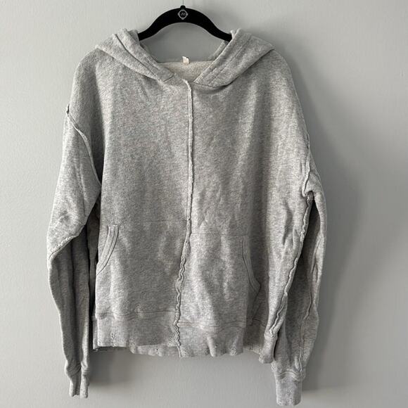 R-13 Men's Spliced Hoodie Heathered Gray Exposed Seam Asymmetrical luxury - Picture 2 of 9